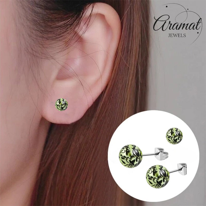 Boucles d'oreilles à clous en acier à effet « Splash » – 6 mm