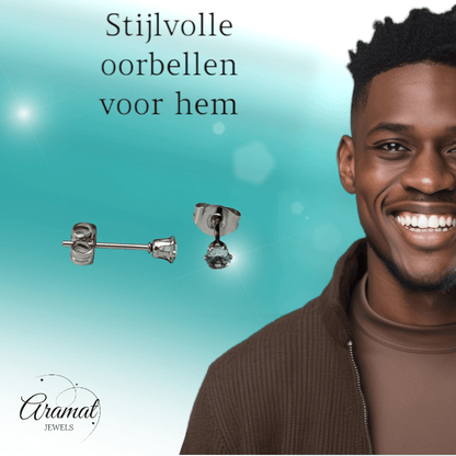 Lichtblauwe Zirkonia Oorbellen – 3mm – RVS - Aramat Jewels - Oorbellen - cadeautip