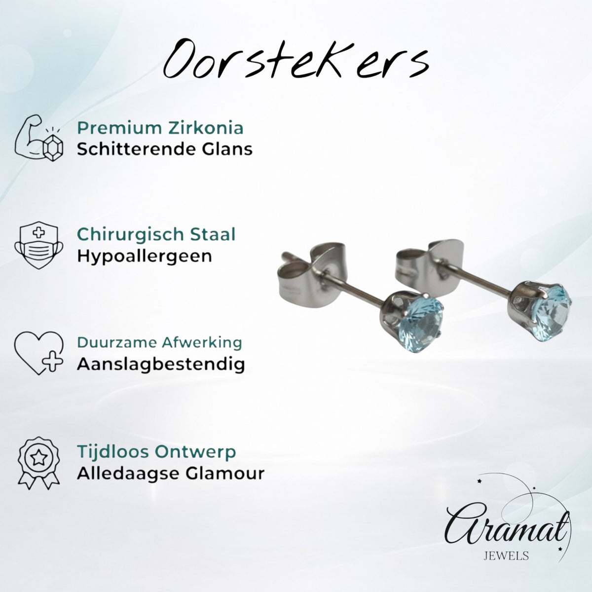 Lichtblauwe Zirkonia Oorbellen