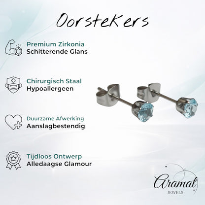 Lichtblauwe Zirkonia Oorbellen