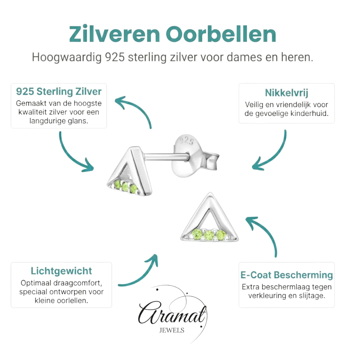 Lichtgroene Kristallen Oorbellen voor Kinderen - Aramat Jewels - Oorbellen - cadeautip
