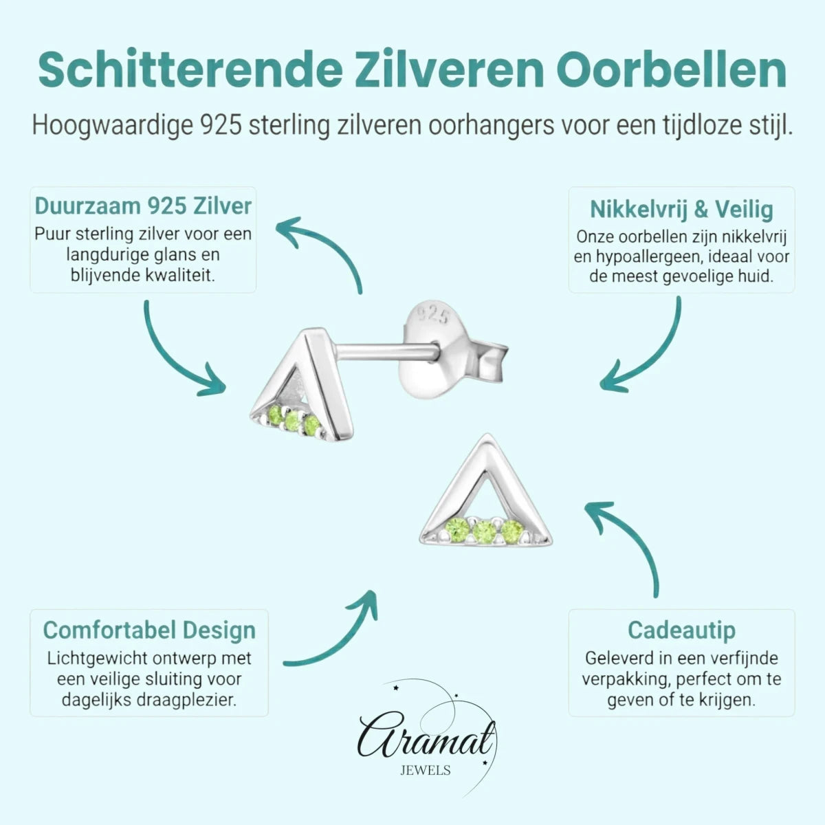 Lichtgroene Kristallen Oorbellen voor Kinderen - Aramat Jewels - Oorbellen - cadeautip