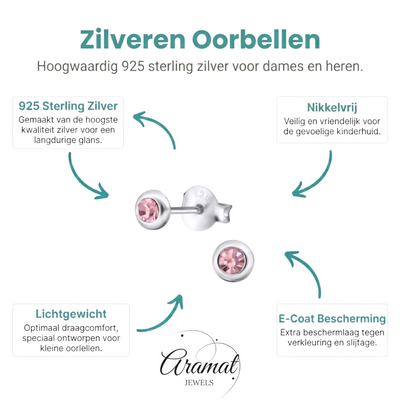 Lichtroze Kristallen Oorbellen meisje - Aramat Jewels - Oorbellen - cadeautip