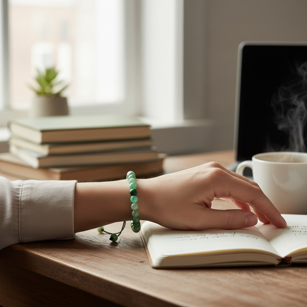 Verstelbare Groene Streepagaat Armband