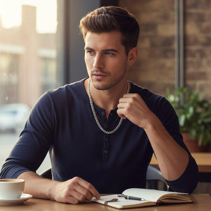 Collier gourmet moderne argenté en acier inoxydable