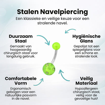 Luxe Kristallen Stalen Navelpiercing met steentje