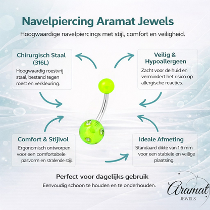 Luxe Kristallen Stalen Navelpiercing met steentje