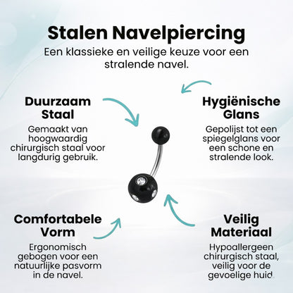 Luxe Kristallen Stalen Navelpiercing met steentje