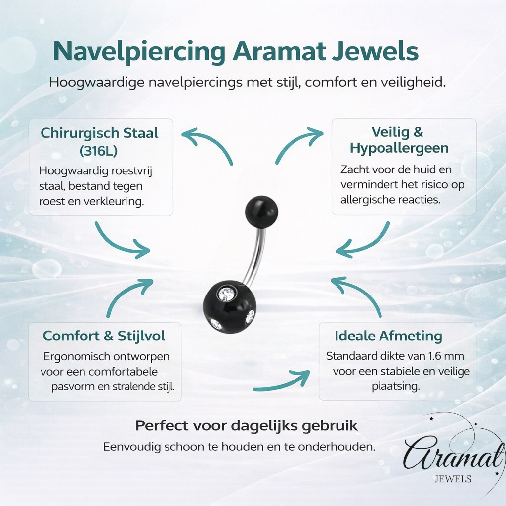 Luxe Kristallen Stalen Navelpiercing met steentje
