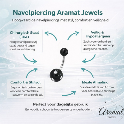 Luxe Kristallen Stalen Navelpiercing met steentje