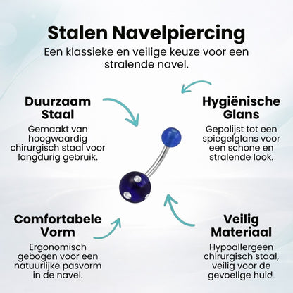 Luxe Kristallen Stalen Navelpiercing met steentje