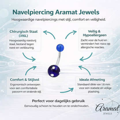 Luxe Kristallen Stalen Navelpiercing met steentje