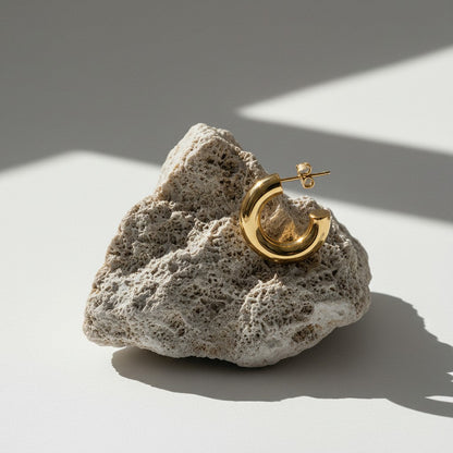 Massieve Halve Oorringen Glad RVS 25x8mm - Aramat Jewels - Oorbellen - cadeautip