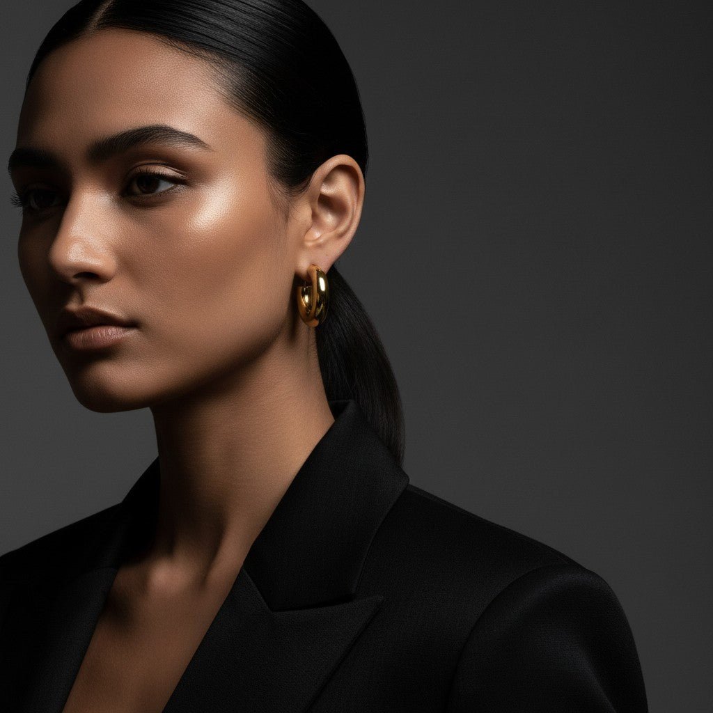 Massieve Halve Oorringen Glad RVS 25x8mm - Aramat Jewels - Oorbellen - cadeautip