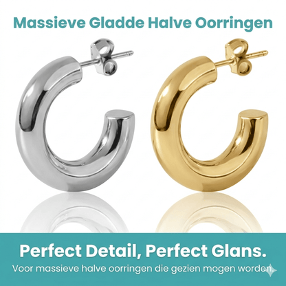 Massieve Halve Oorringen Glad RVS 25x8mm - Aramat Jewels - Oorbellen - cadeautip