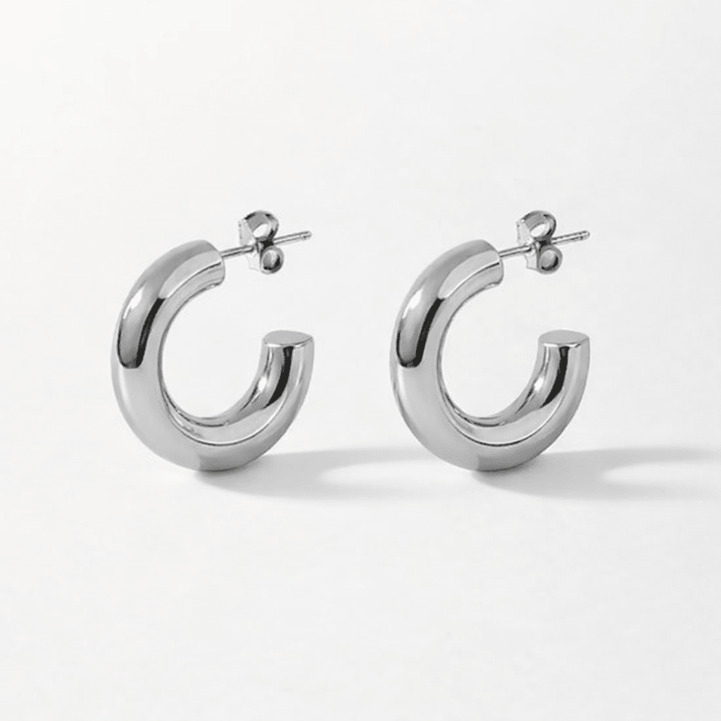 Massieve Halve Oorringen Glad RVS 25x8mm - Aramat Jewels - RVS Sieraden - Oorbellen - cadeautip