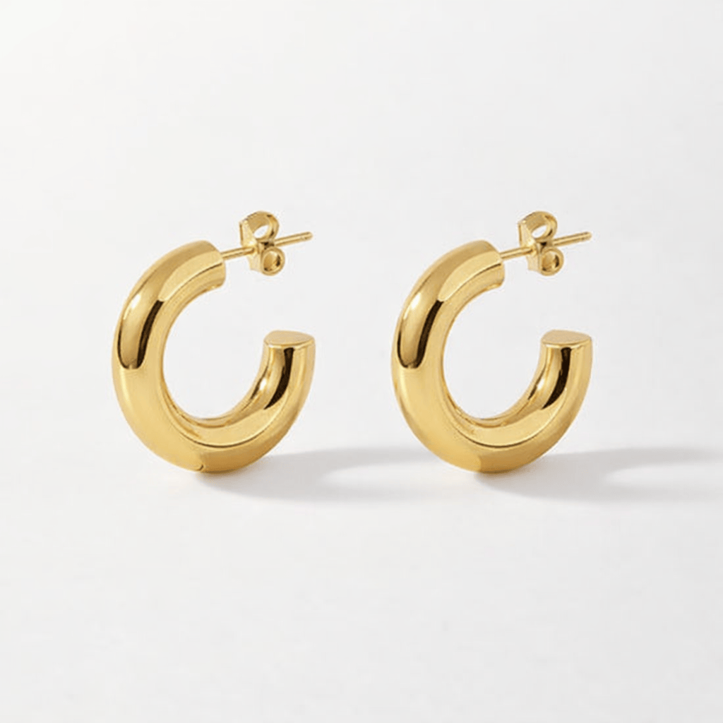 Massieve Halve Oorringen Glad RVS 25x8mm