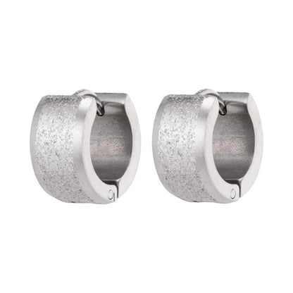 Mat Zilverkleurige RVS Oorringen met Sandblasted Streep - oor5788 - se24030 - Oorringen kopen# - 13mm - 7mm - alles
