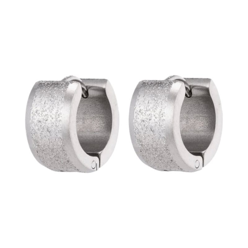 Mat Zilverkleurige RVS Oorringen met Sandblasted Streep - oor5788 - se24030 - Oorringen kopen# - 13mm - 7mm - alles