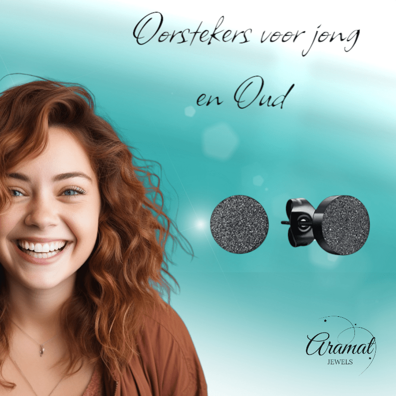Matte Zwarte RVS Oorstekers 10mm - Aramat Jewels - Oorbellen - cadeautip
