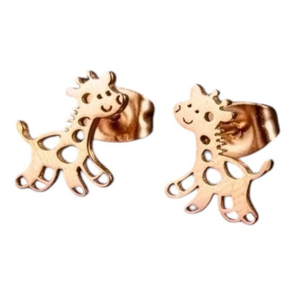 Meisjes oorbellen giraf rosékleurig RVS - oor6391 - 515394 - Oorbellen kopen# - 10mm - alles - cadeau