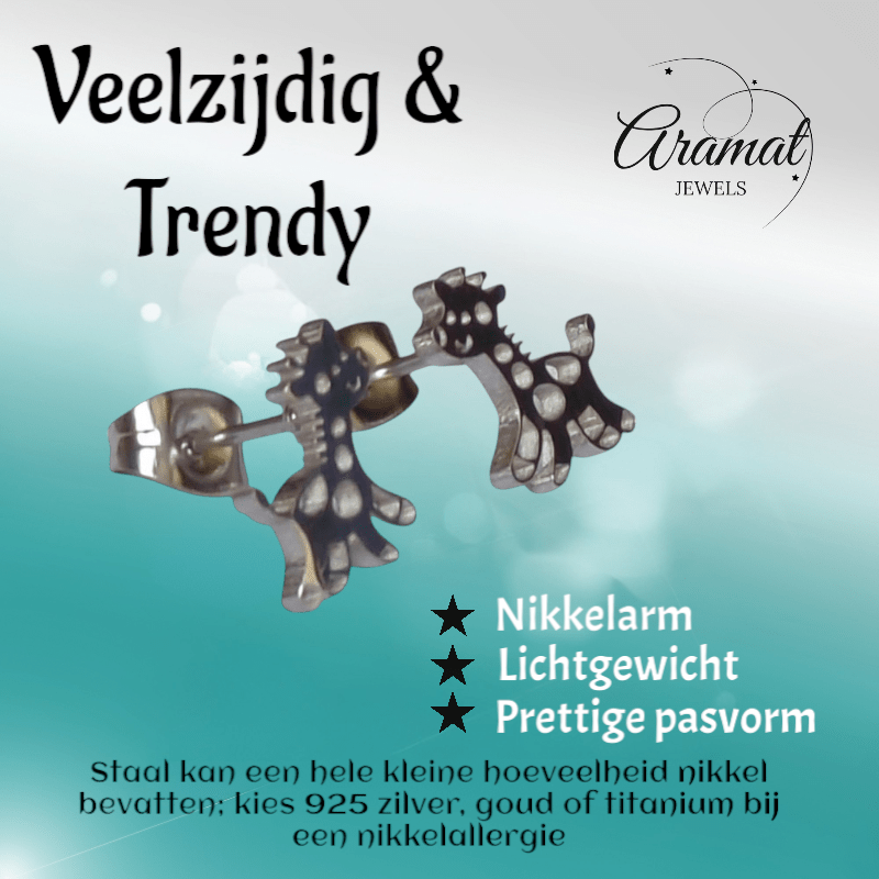 Meisjes oorbellen giraf zilverkleurig RVS - oor6390 - 515395 - Oorbellen kopen# - 10mm - alles - cadeau