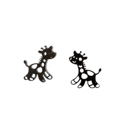 Meisjes oorbellen giraf zwart RVS - oor6389 - 515396 - Oorbellen kopen# - 10mm - alles - cadeau