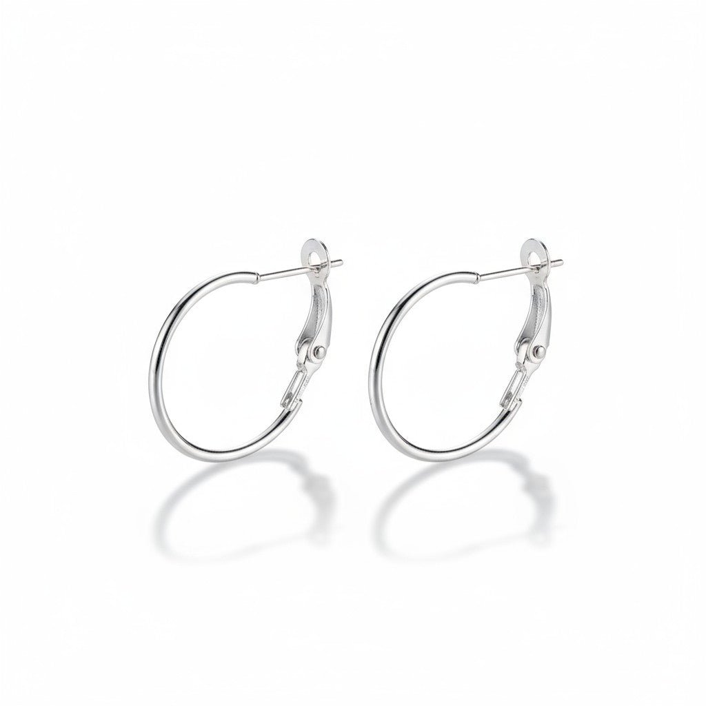 Metalen Oorringen Zilverkleurig 20mm Klapscharnier - Aramat Jewels - Oorbellen - cadeautip