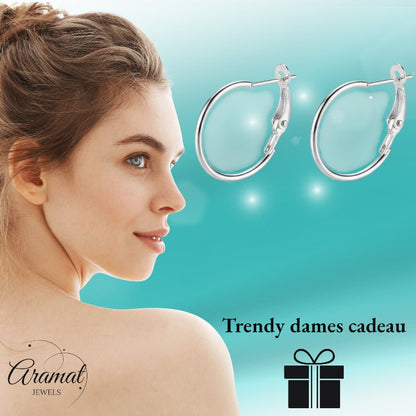 Metalen Oorringen Zilverkleurig 20mm Klapscharnier - Aramat Jewels - Oorbellen - cadeautip