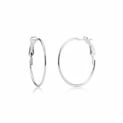 Metalen Oorringen Zilverkleurig 30mm Klapscharnier - Aramat Jewels - Oorbellen - cadeautip