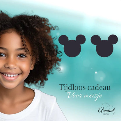 Mickey Oorbellen Zwart Staal | 8mm - oor6279 - 80976 - Oorbellen kopen# - 8mm - alles - cadeau