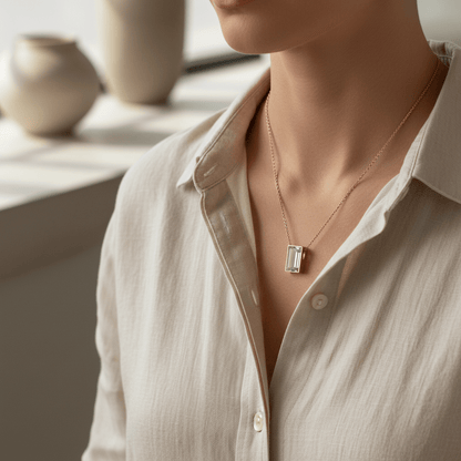 Mini Ashanger Rechthoek met Zirkonia - Rosékleur - Aramat Jewels - Gedenkhangers - cadeautip