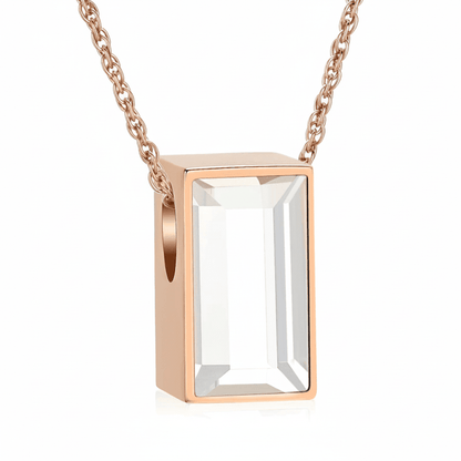 Mini Ashanger Rechthoek met Zirkonia - Rosékleur - Aramat Jewels - Gedenkhangers - cadeautip
