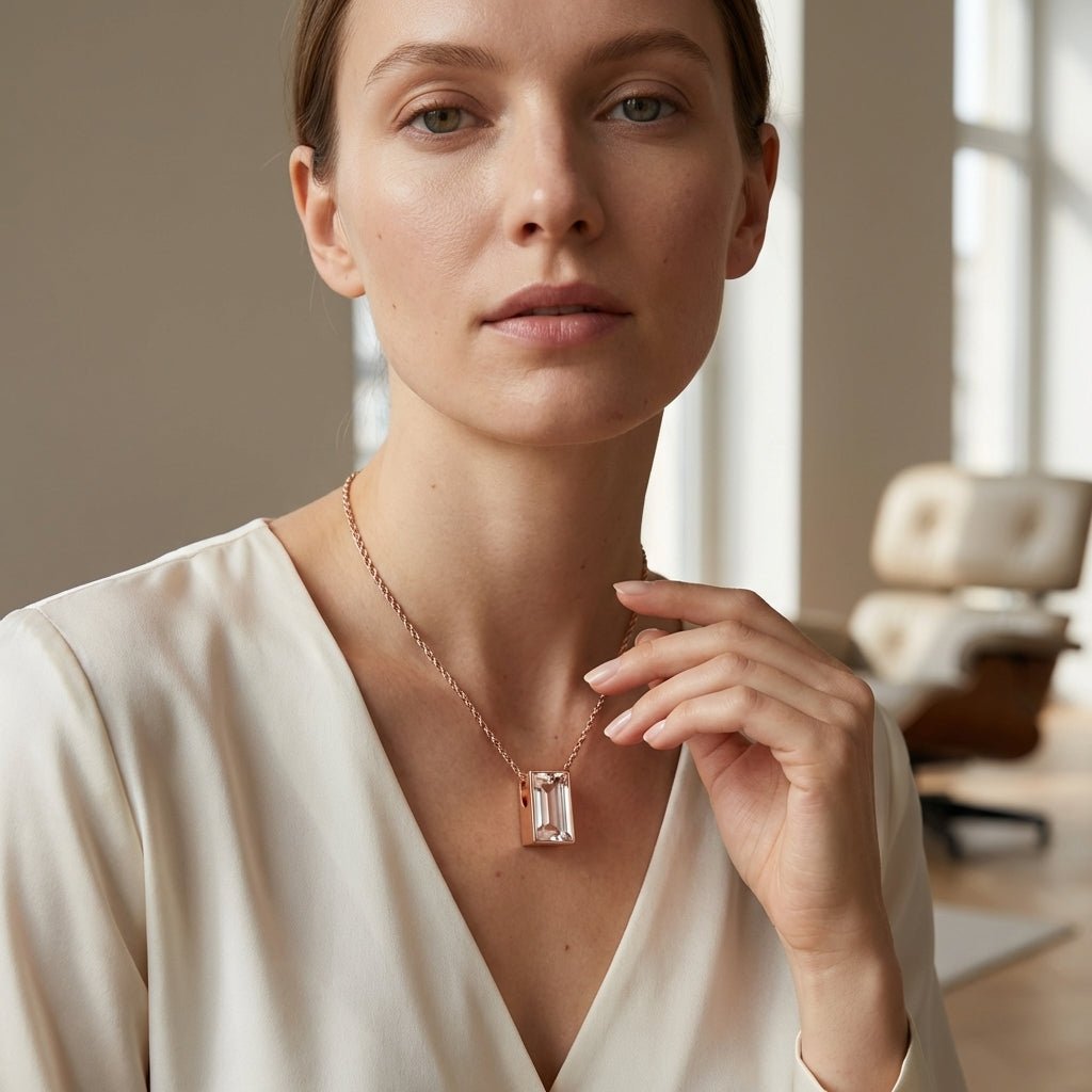 Mini Ashanger Rechthoek met Zirkonia - Rosékleur - Aramat Jewels - Gedenkhangers - cadeautip