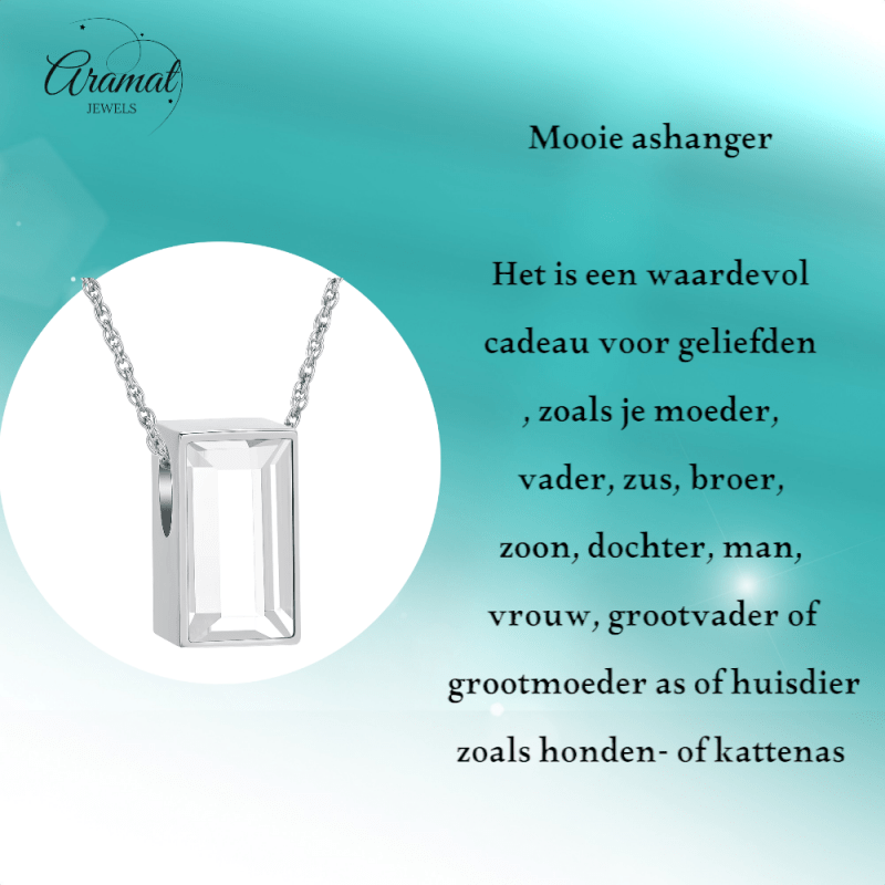 Mini Ashanger Rechthoek met Zirkonia - Zilverkleur - hang1470 - IJD33011 - Gedenkhangers kopen# - 11mm - alles - ashangers