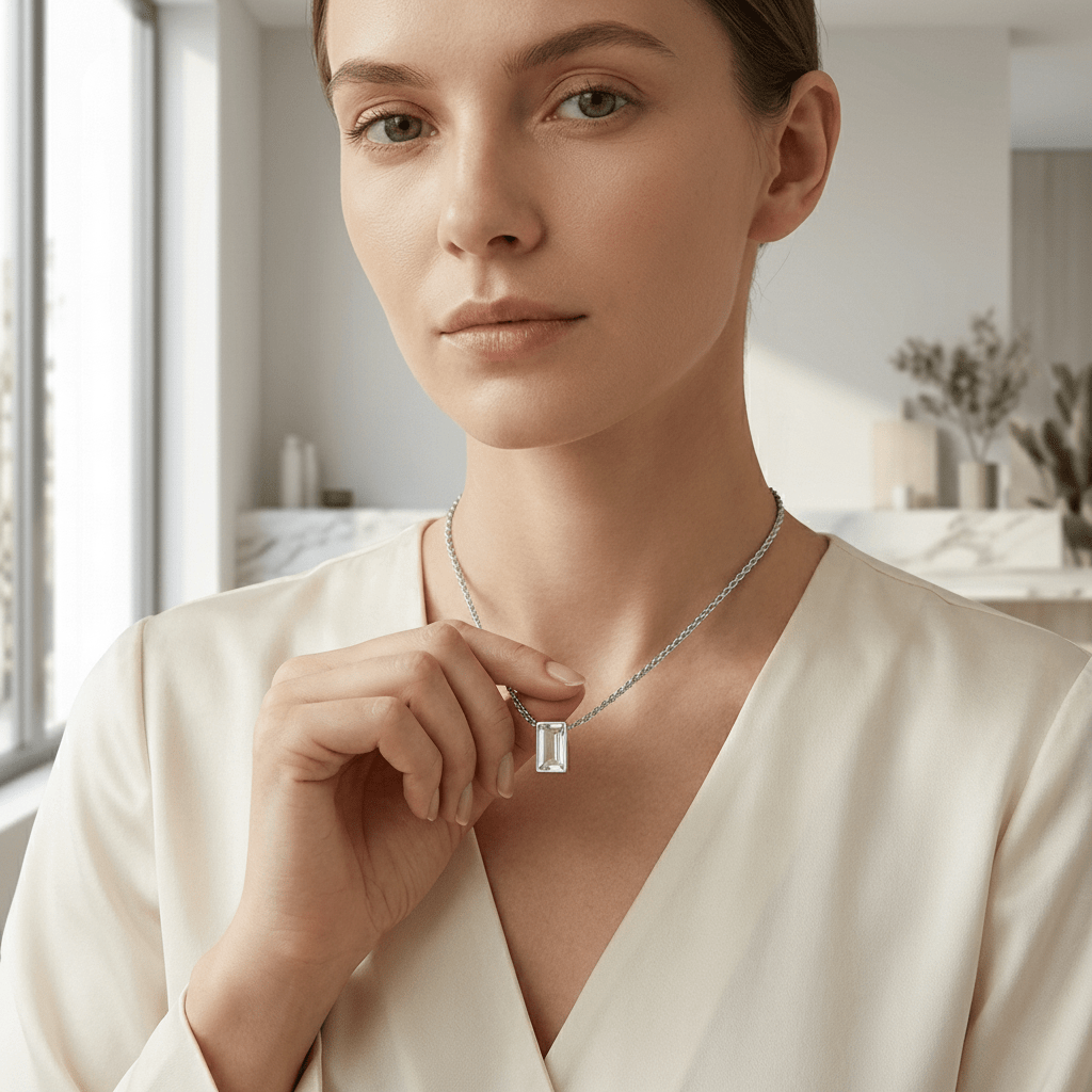 Mini Ashanger Rechthoek met Zirkonia - Zilverkleur - Aramat Jewels - Gedenkhangers - cadeautip