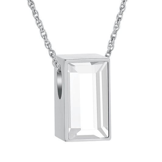 Mini Ashanger Rechthoek met Zirkonia - Zilverkleur - hang1470 - IJD33011 - Gedenkhangers kopen# - 11mm - alles - ashangers