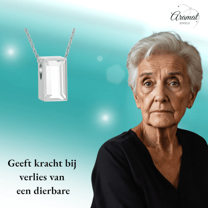 Mini Ashanger Rechthoek met Zirkonia - Zilverkleur - hang1470 - IJD33011 - Gedenkhangers kopen# - 11mm - alles - ashangers