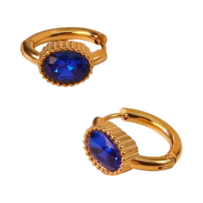 Mini Goudkleurige Oorringen – Blauwe Zirkonia – 15mm - oor6330 - 642325 - Oorringen kopen# - 15mm - alles - blauw