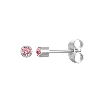 Mini Oorbellen 3mm Licht Roze Kristal | RVS - oor597 - LJE1525 - Oorbellen kopen# - 3mm - alles