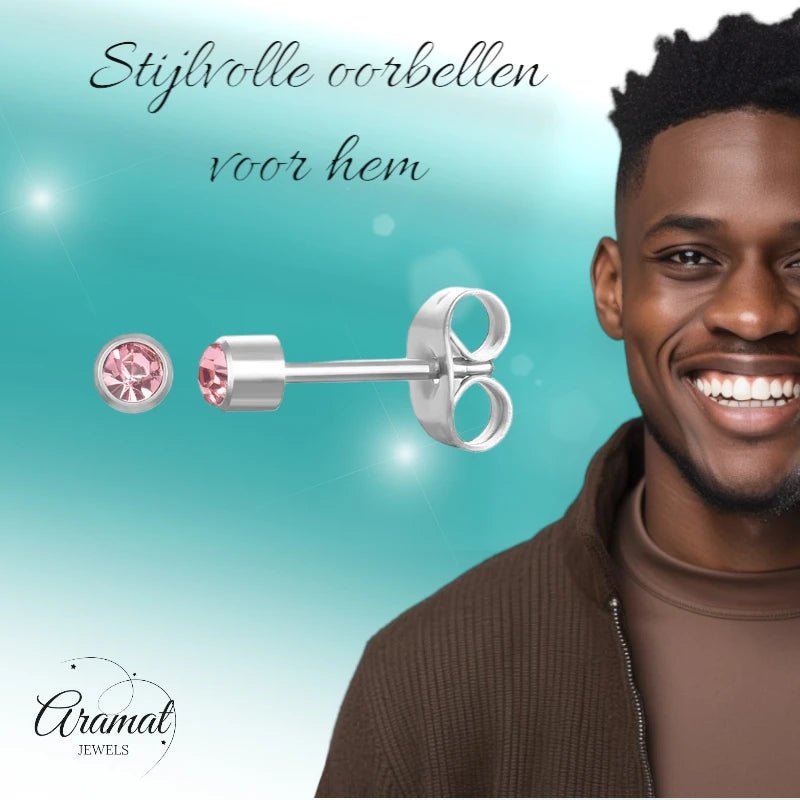 Mini Oorbellen 3mm Licht Roze Kristal | RVS - oor597 - LJE1525 - Oorbellen kopen# - 3mm - alles