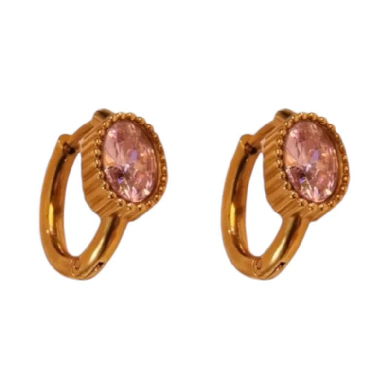 Mini Oorringen Goudkleurig – Roze Zirkonia – 15mm - oor6332 - 642324 - Oorringen kopen# - 15mm - alles - cadeau