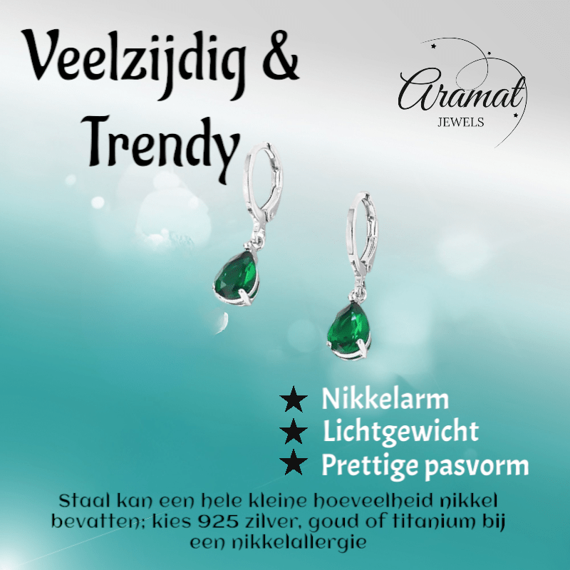 Mini Oorringetjes Meisje – Groene Zirkonia – 10mm - oor6378 - 66135 - Oorringen kopen# - 10mm - alles - cadeau