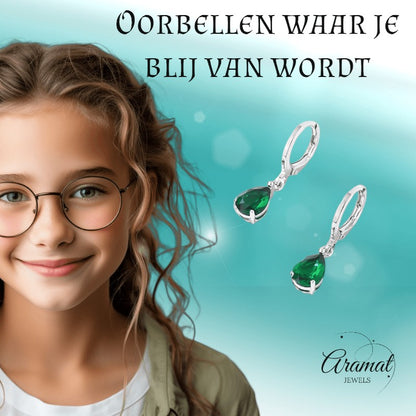 Mini Oorringetjes Meisje – Groene Zirkonia – 10mm - oor6378 - 66135 - Oorringen kopen# - 10mm - alles - cadeau