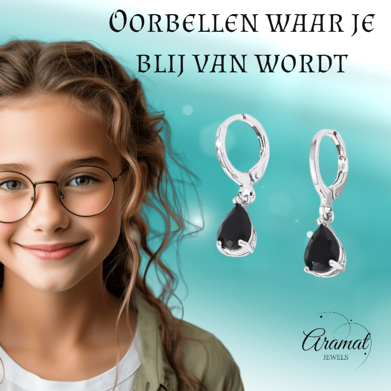 Mini Oorringetjes Meisje – Zwart Zirkonia – 10mm - oor6335 - 66137 - Oorringen kopen# - 10mm - alles - cadeau