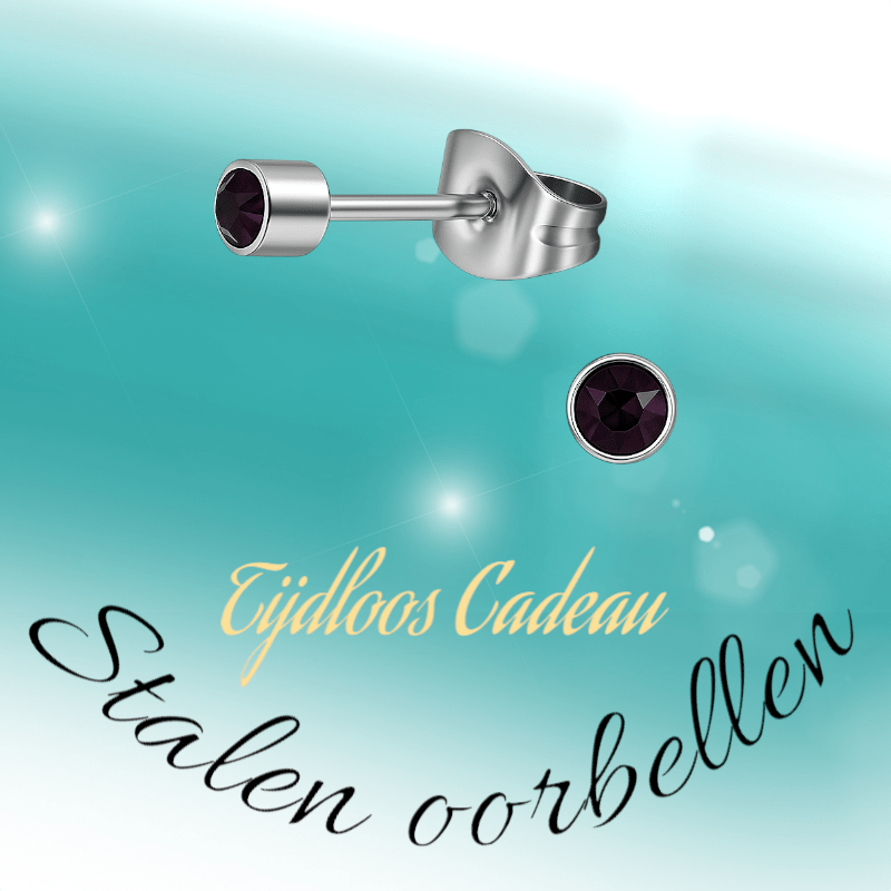 Mini paarse kristal oorstekers – 3mm elegant - Aramat Jewels - Oorbellen - cadeautip