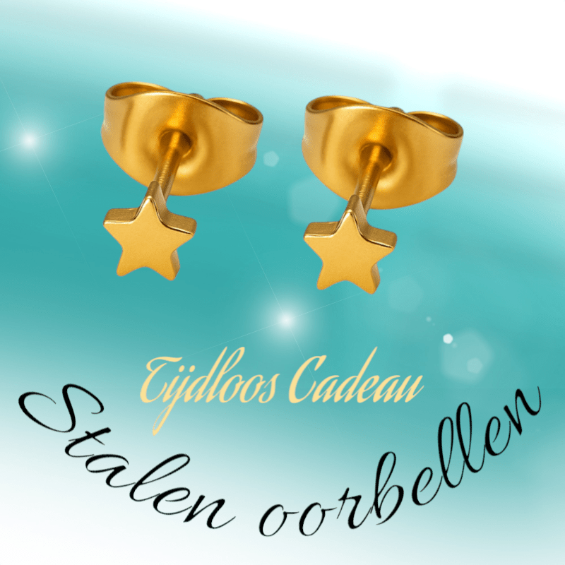 Mini ster oorstekers goudkleur staal – 3mm - Aramat Jewels - Oorbellen - cadeautip