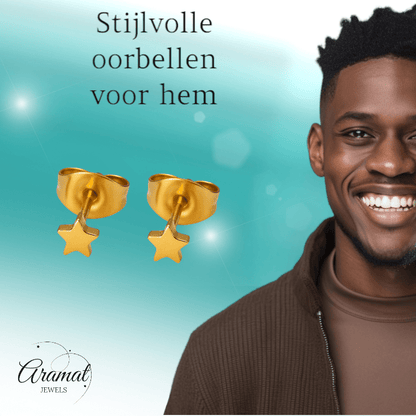 Mini ster oorstekers goudkleur staal – 3mm - Aramat Jewels - Oorbellen - cadeautip