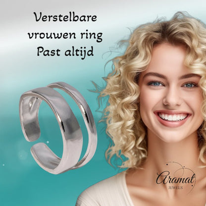 Minimalistische Open Ring Geometrisch (Verstelbaar RVS) - Aramat Jewels - Ringen - cadeautip
