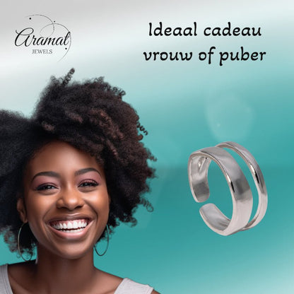 Minimalistische Open Ring Geometrisch (Verstelbaar RVS) - Aramat Jewels - Ringen - cadeautip